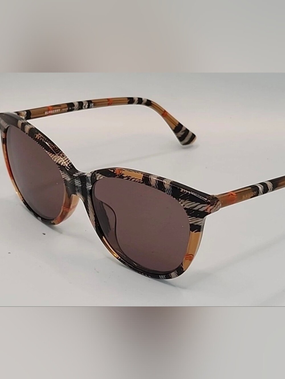 NWT Burberry B 4455-F Check Sand Dark Brown Womens Sunglasses